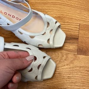 Light Blue Cutout Leather Women’s Sandals